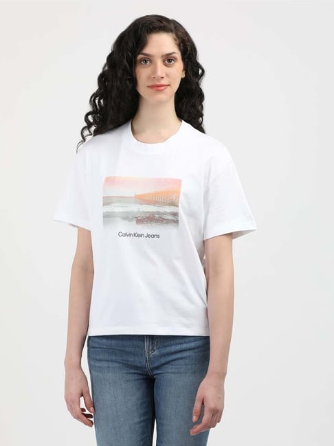 Calvin Klein Photo Graphic Relaxed Tee In White