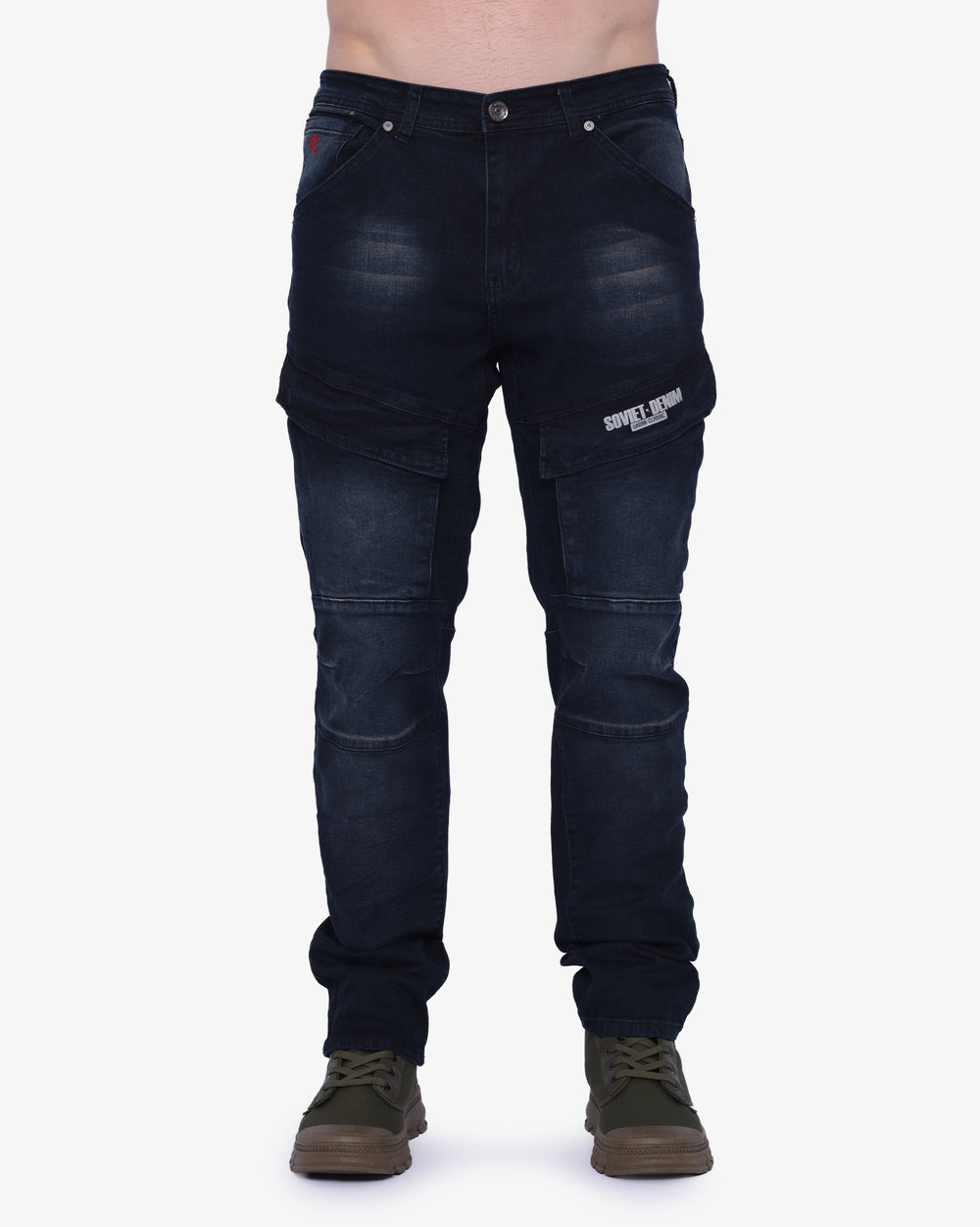 Soviet Mens Portela Pocket Cargo Jeans In Blue Black