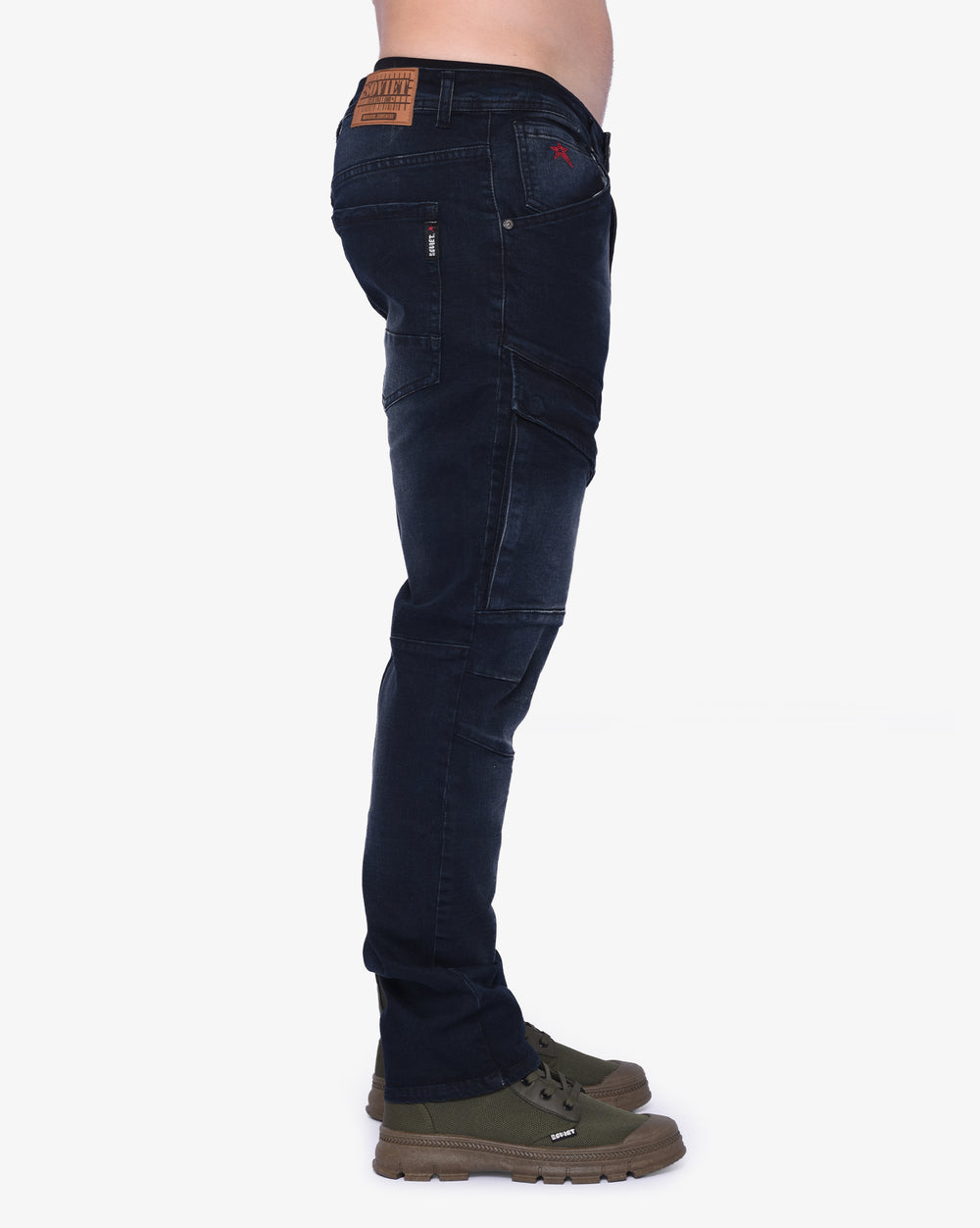 Soviet Mens Portela Pocket Cargo Jeans In Blue Black