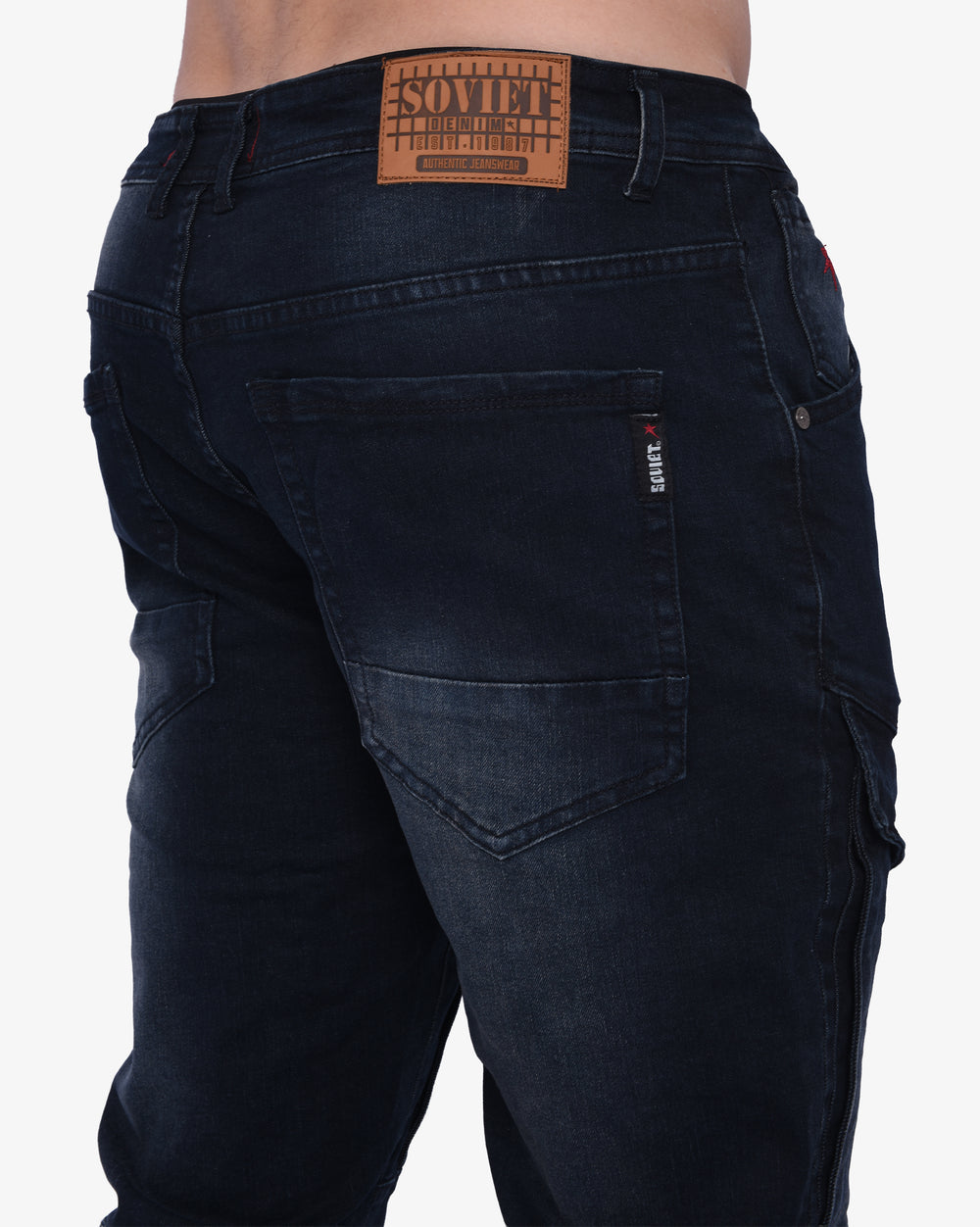 Soviet Mens Portela Pocket Cargo Jeans In Blue Black
