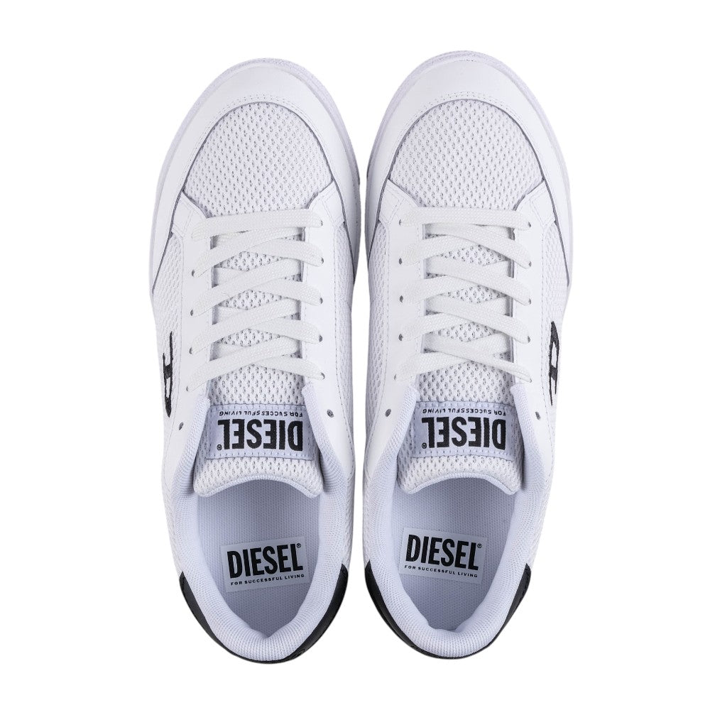 Diesel Mens S D Leo Low Sneakers In White/Black