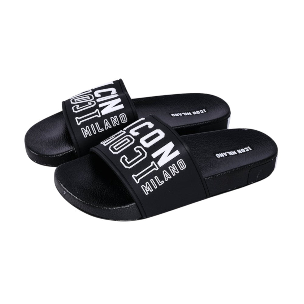 Icon Milano Mens Slides In Black & White
