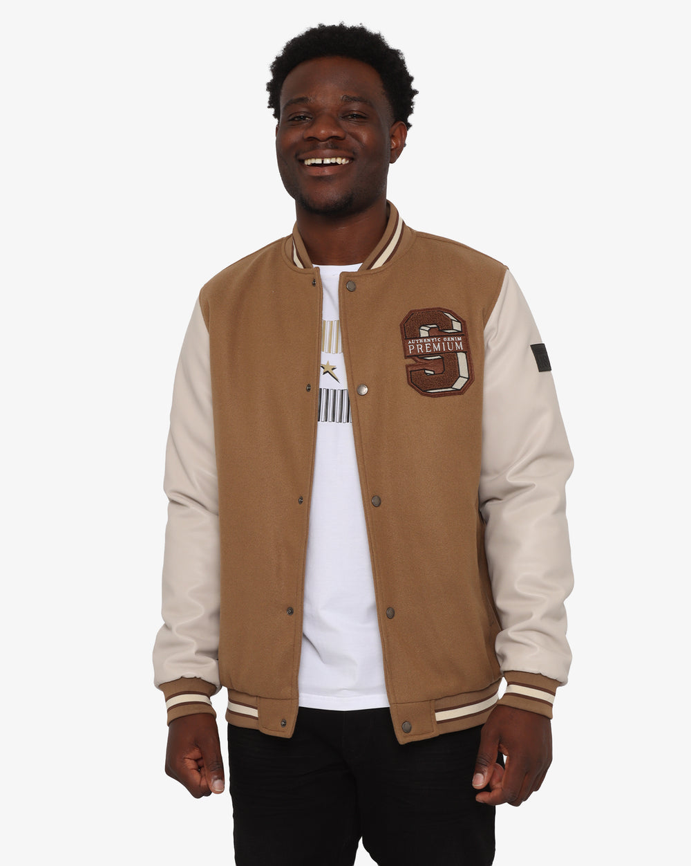 Soviet Mens Baseball Jacket Taupe