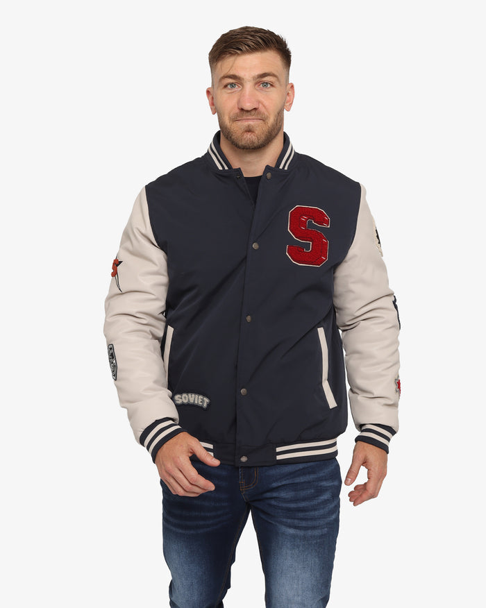 Soviet Mens Baseball Jacket In Navy