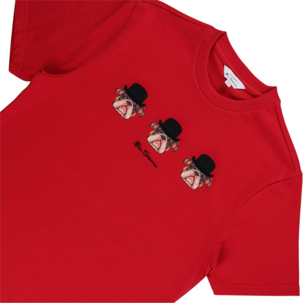 Ben Sherman Mens Brit Trio Bulldog T-Shirt In Red