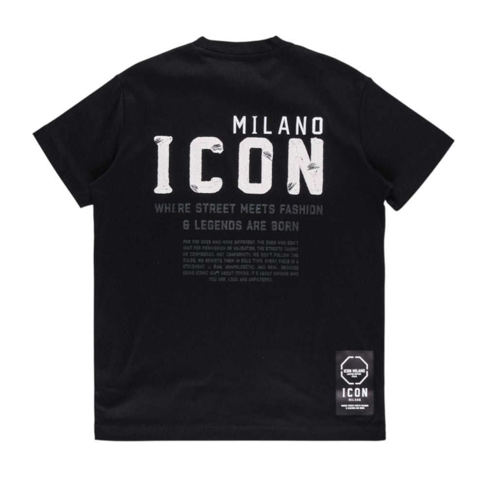 Icon Milano Mens Paola T-Shirt In Black