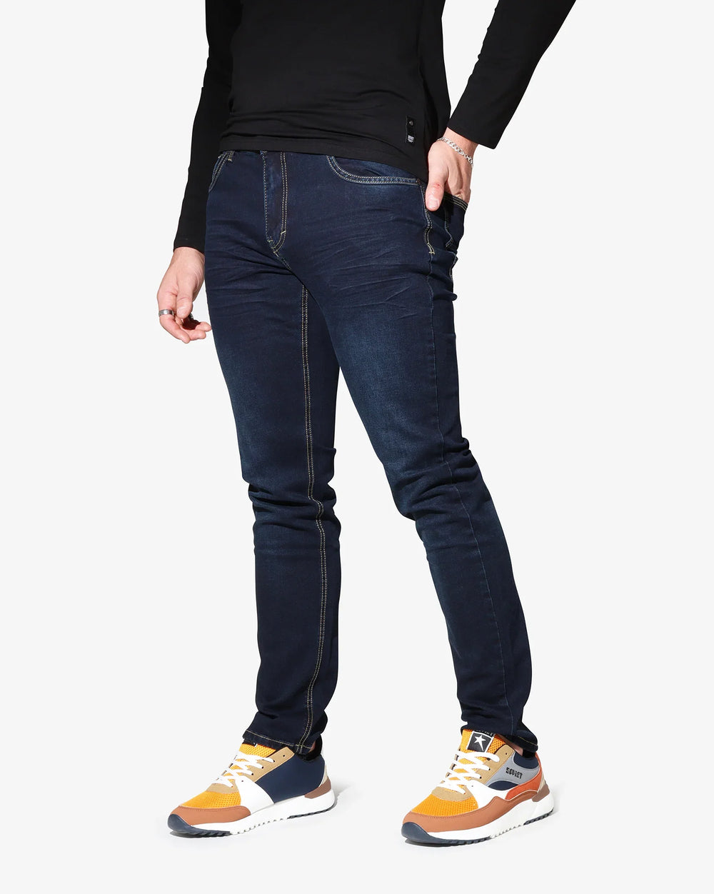 Soviet Mens Terminator #9 Slim Leg Jeans In Blue Black