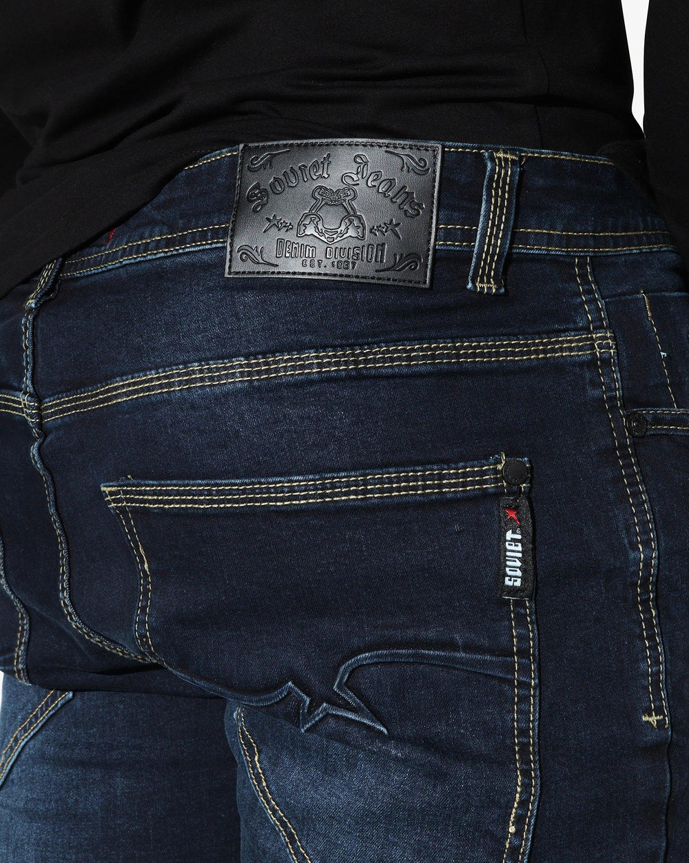 Soviet Mens Terminator #9 Slim Leg Jeans In Blue Black