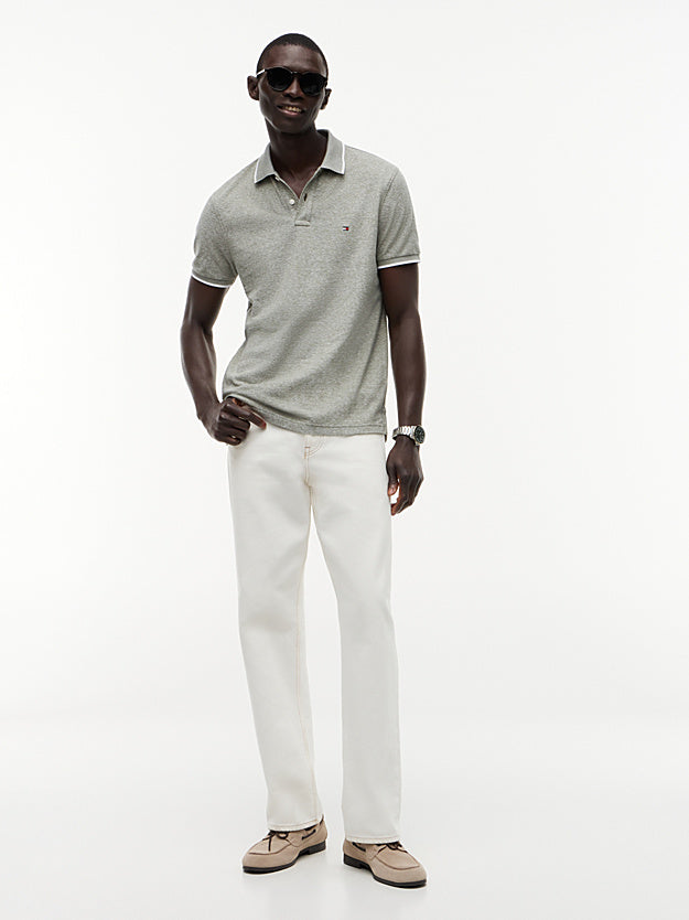 Tommy Hilfiger Mens Linen Pique Regular Golfers In Battle Green