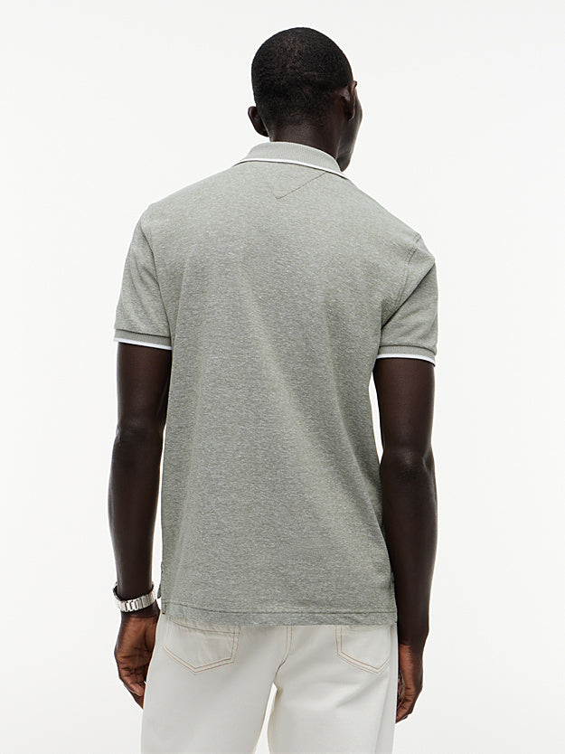 Tommy Hilfiger Mens Linen Pique Regular Golfers In Battle Green