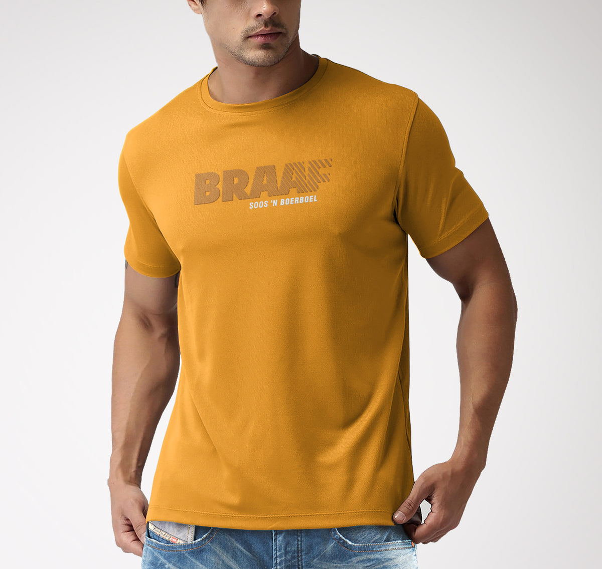 Boerboel Mtsp Permium Cotton T-Shirt Printed Mustard