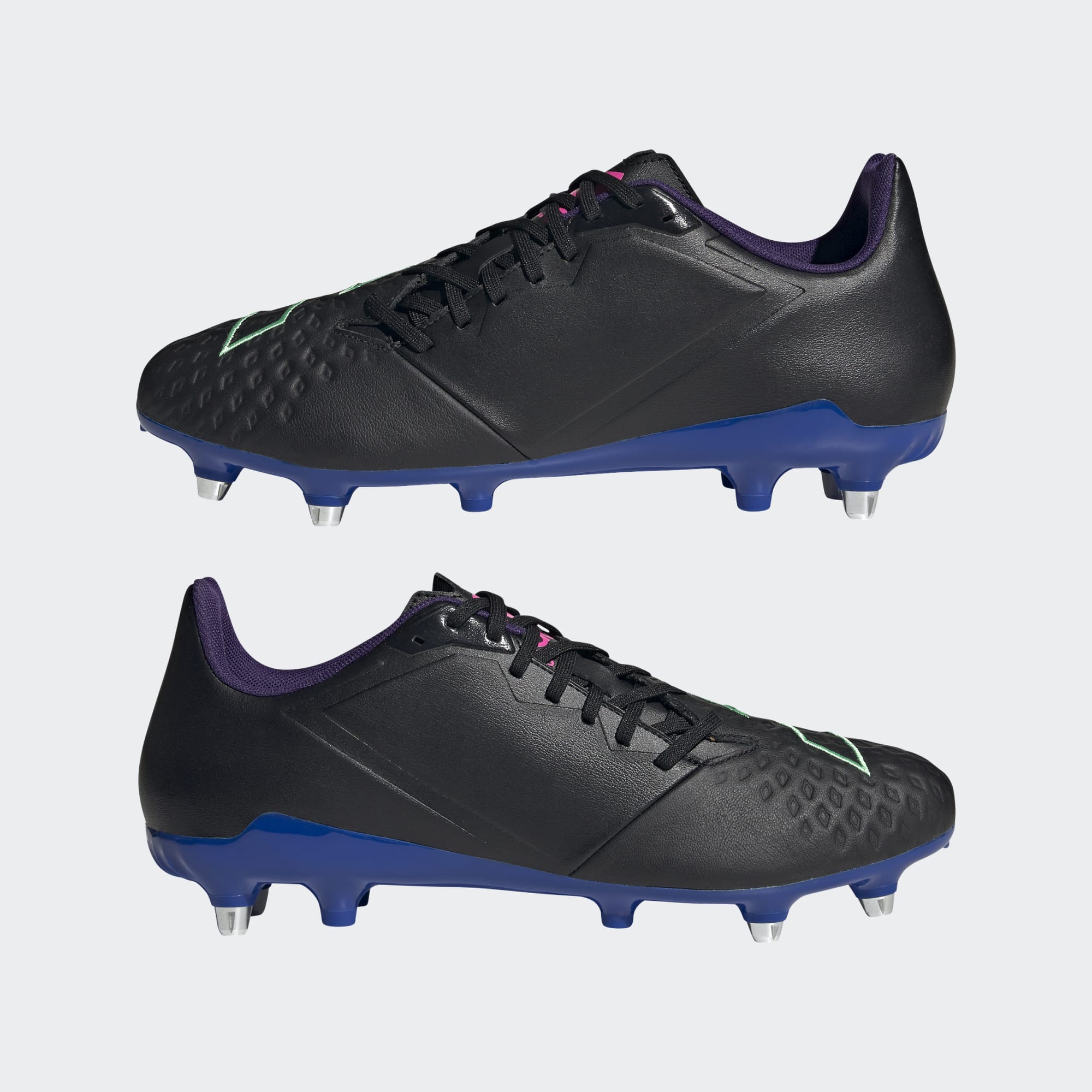 Adidas Unisex Rugby Malice Elite SG Shoes In Core Black / Core Black / Team Shock Pink