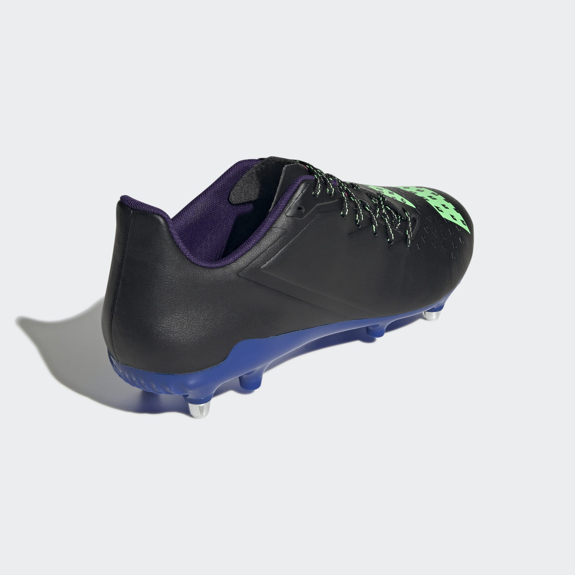 Adidas Unisex Rugby Malice Elite SG Shoes In Core Black / Beam Green / Royal Blue