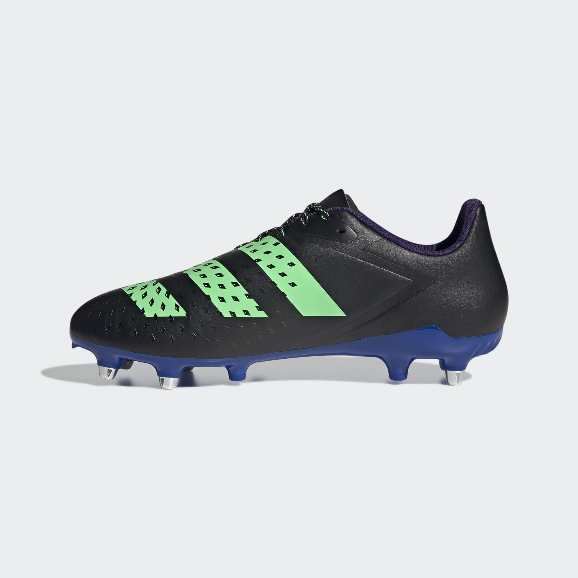 Adidas Unisex Rugby Malice Elite SG Shoes In Core Black / Beam Green / Royal Blue