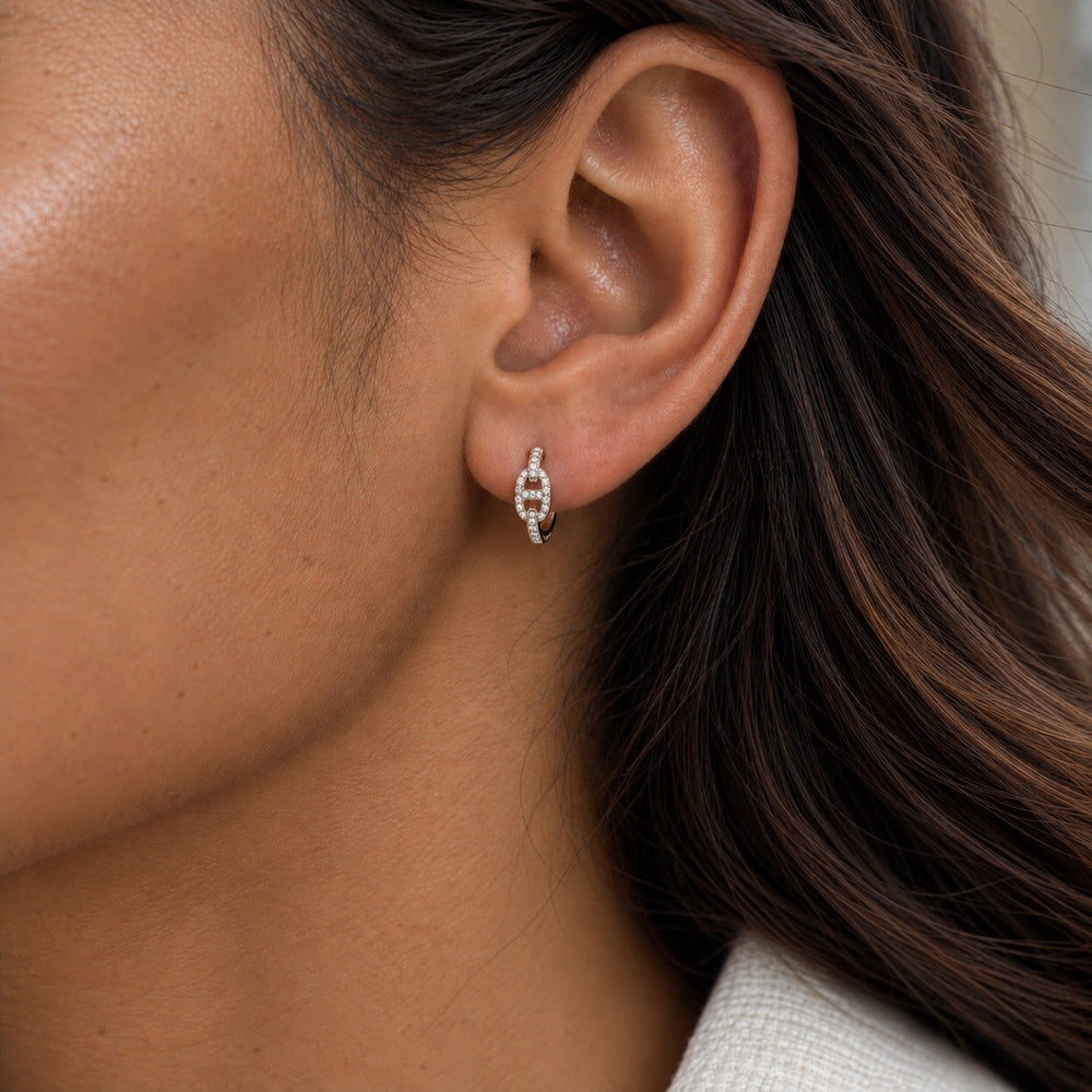 Bond Of Love Full Diamond Link Hoop Earrings