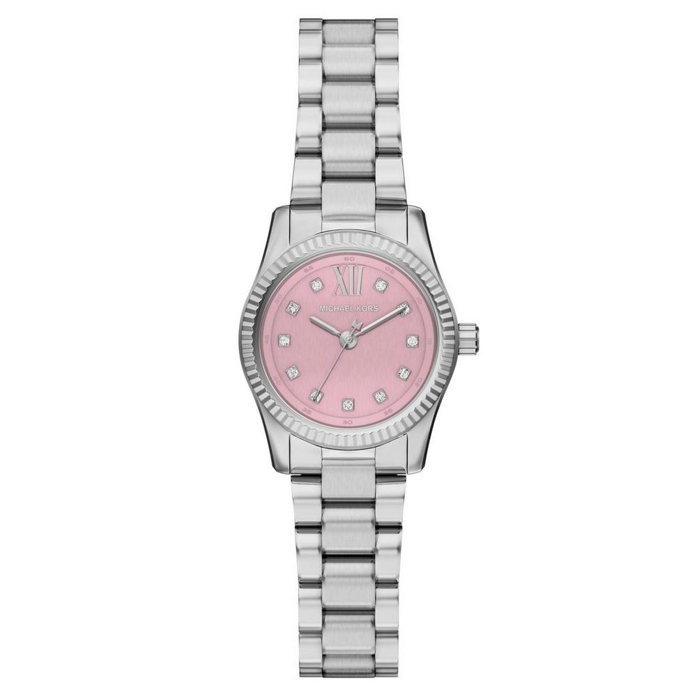 Micheal Kors Womens Lexington Stainless Steel Watch In Silver/Pink Dial