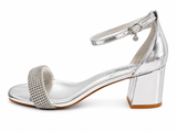 Miss Black Ladies Bardot 3 Heels In Silver