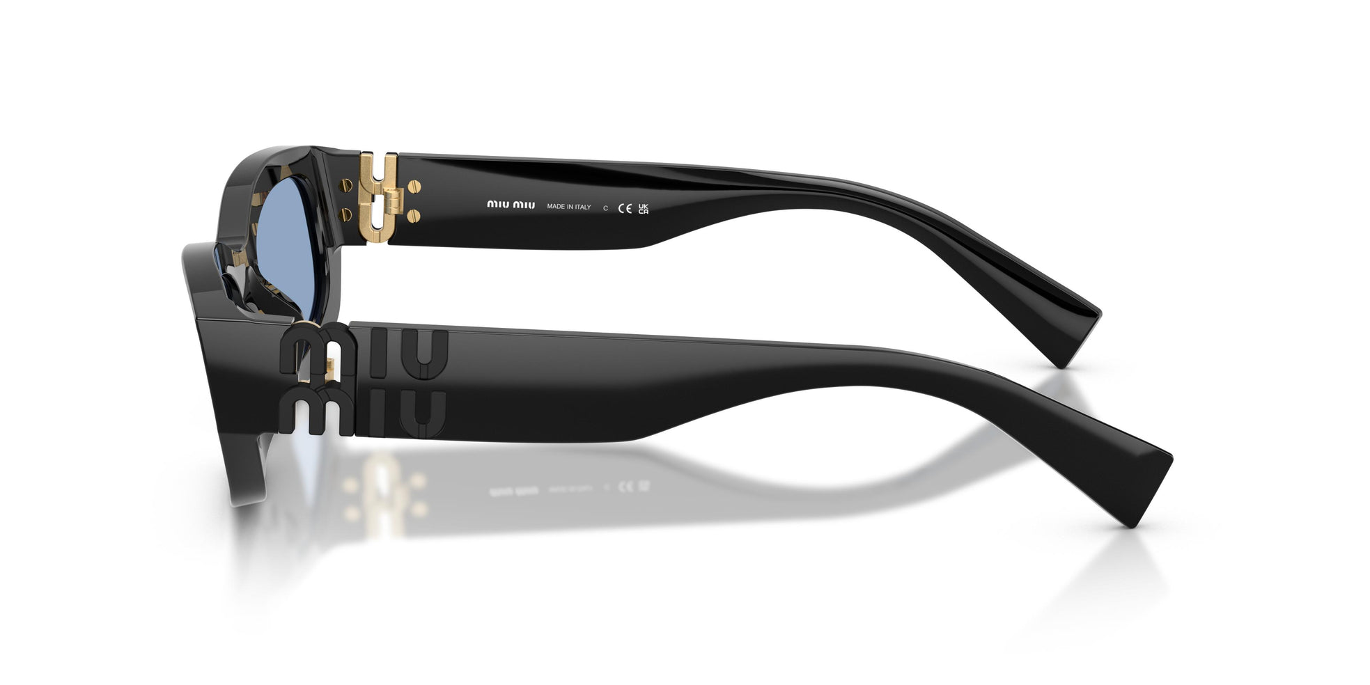 Miu Miu Blue Lens Suglasses For Woemn In Black