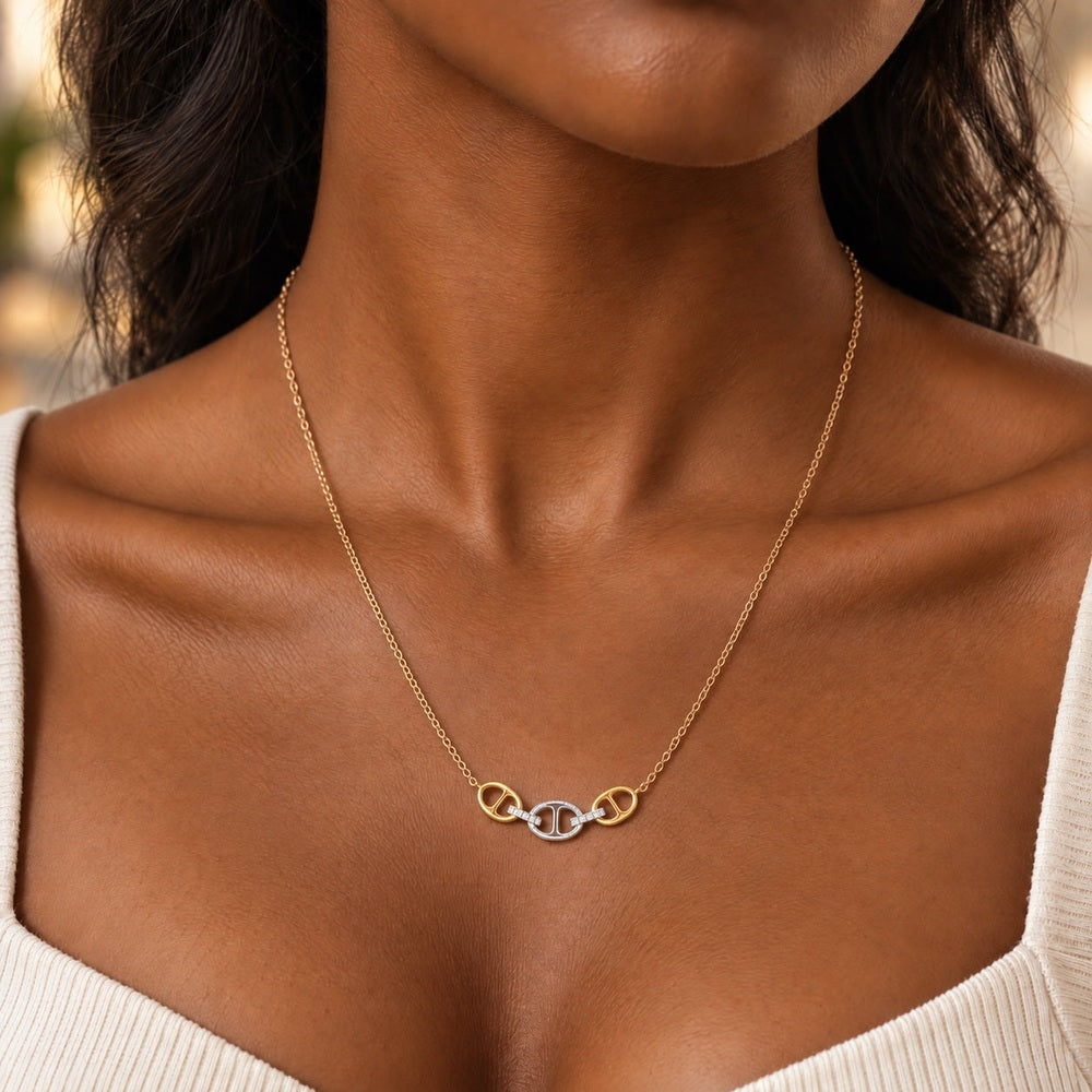 Bond Of Love Diamond Triple Link Necklace