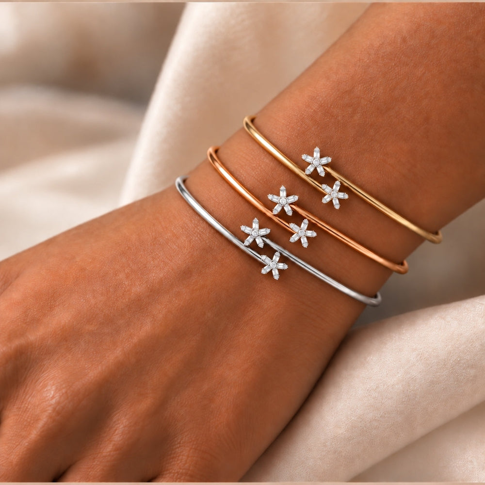 Daisy Diamond Double Flower Bangle
