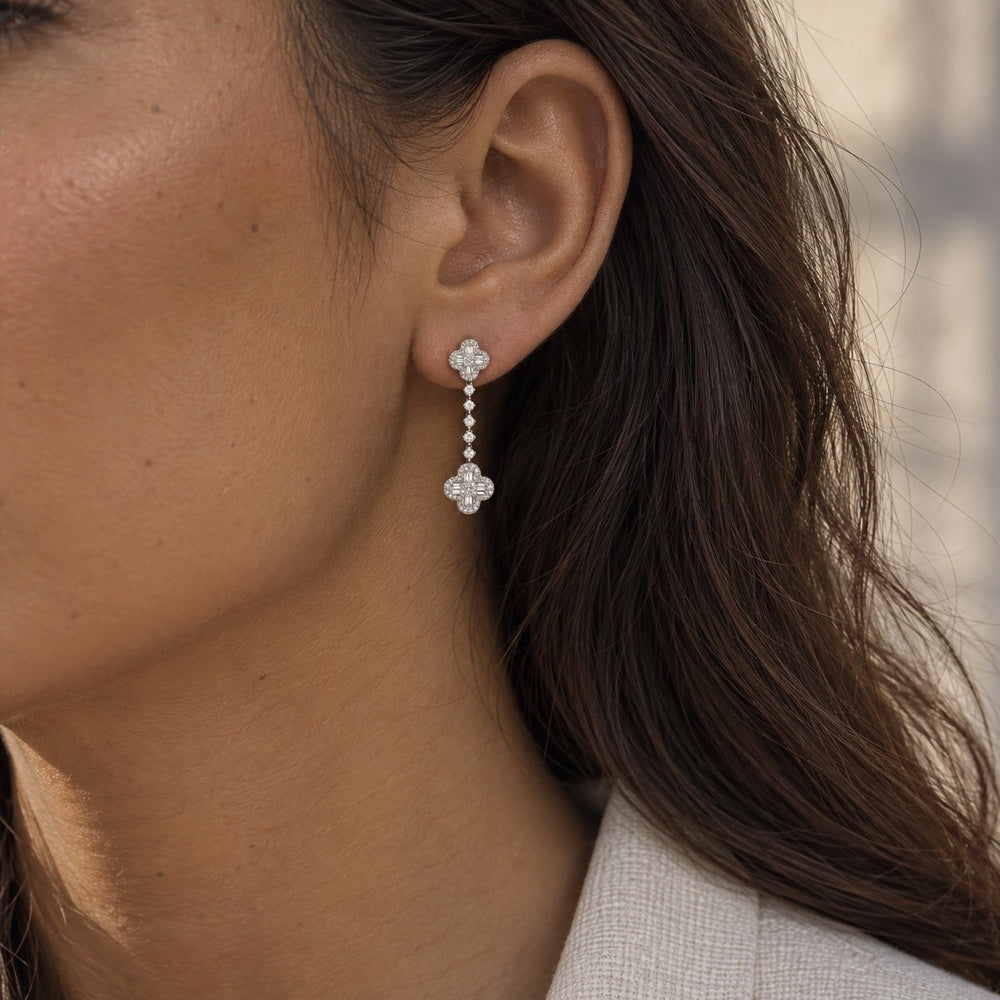 Clover Diamond Drop Earrings