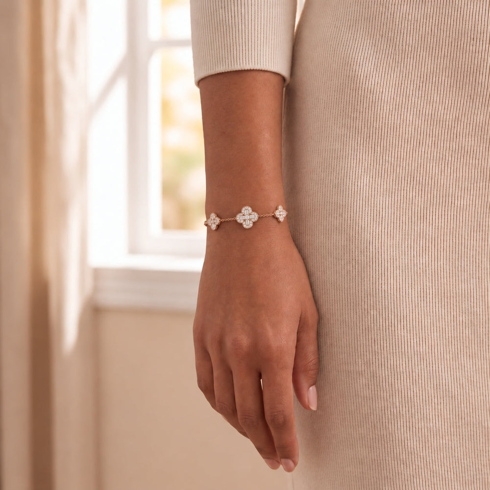 Clover Diamond Triple Bracelet