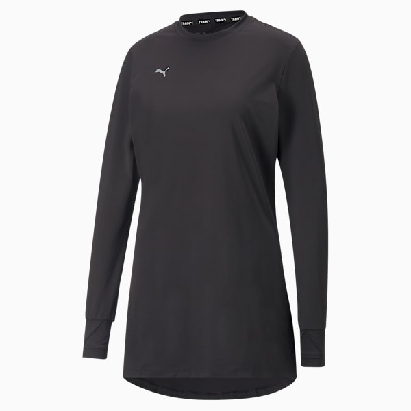 Puma Womens Modest Activewear Long Sleeves Training T-Shirt In Black