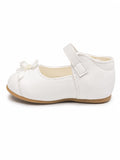 Mother's Choice Girls Shoe With Satin Flowers In White