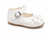 Mother's Choice Girls Shoe With Satin Flowers In White
