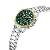 Police Mens Green Dial Gold Case Watch In Silver