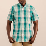 Polo Mens Multi Check Short Sleeves Shirt In Aqua