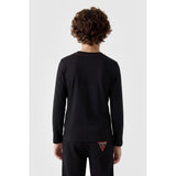 Guess Boys Long Sleeves Guess Triangle T-Shirt In Black/Red