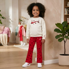 Nike Girls 2 Pcs Crew Sweatshirts & Legging Set In University Red