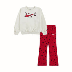 Nike Girls 2 Pcs Crew Sweatshirts & Legging Set In University Red