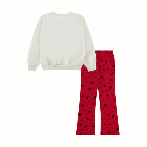 Nike Girls 2 Pcs Crew Sweatshirts & Legging Set In University Red