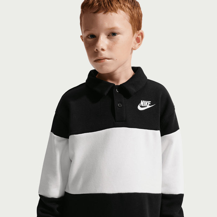 Nike Boys Club Ft Ls Rugby Golfers In Black