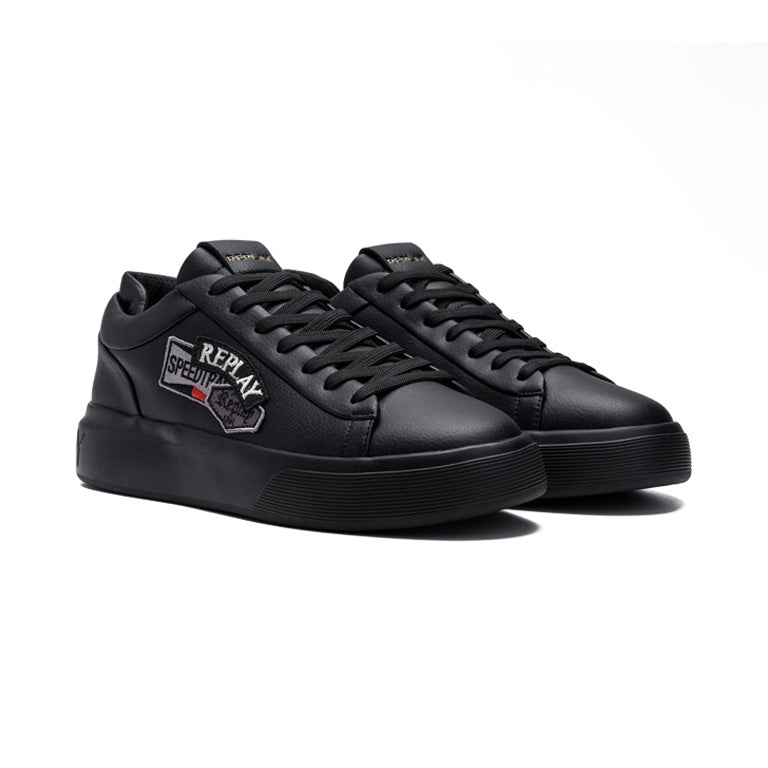 Replay Mens Notting Badges Sneakers In Black