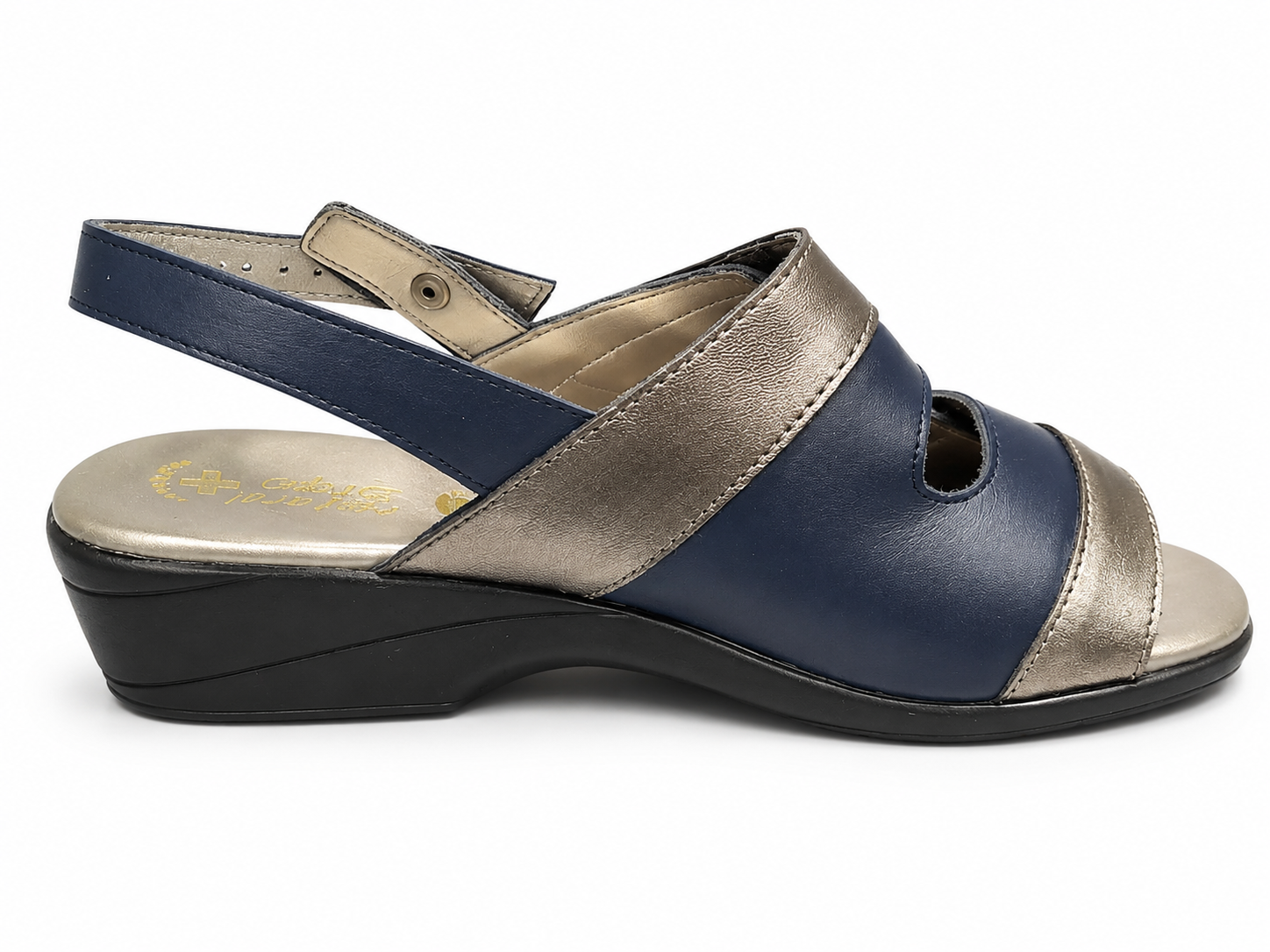 Natural Steps Ladies Sandal In Navy/Pewter