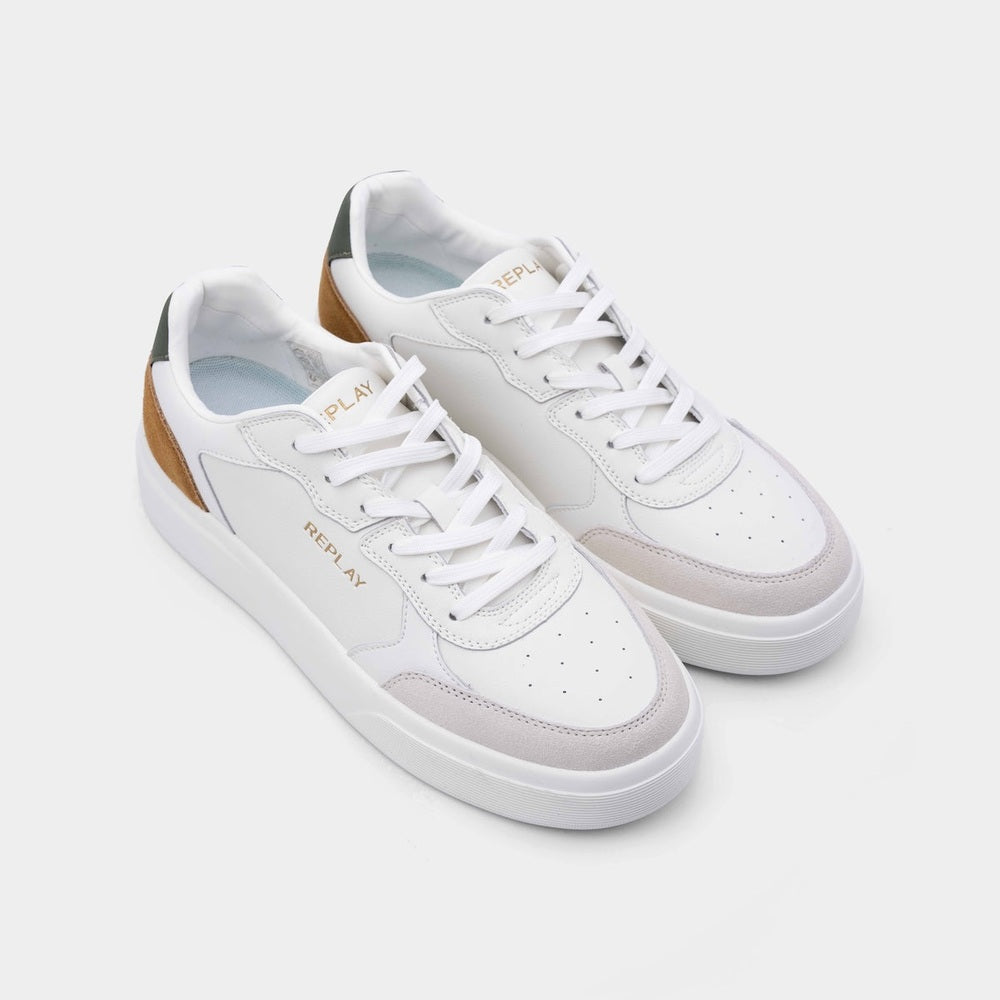 Replay Mens Notting Agency Shoes In White & Tan