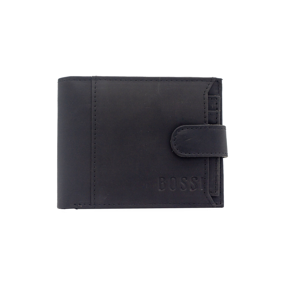Bossi Oil Leather Removable Card Holder Wallet In Black