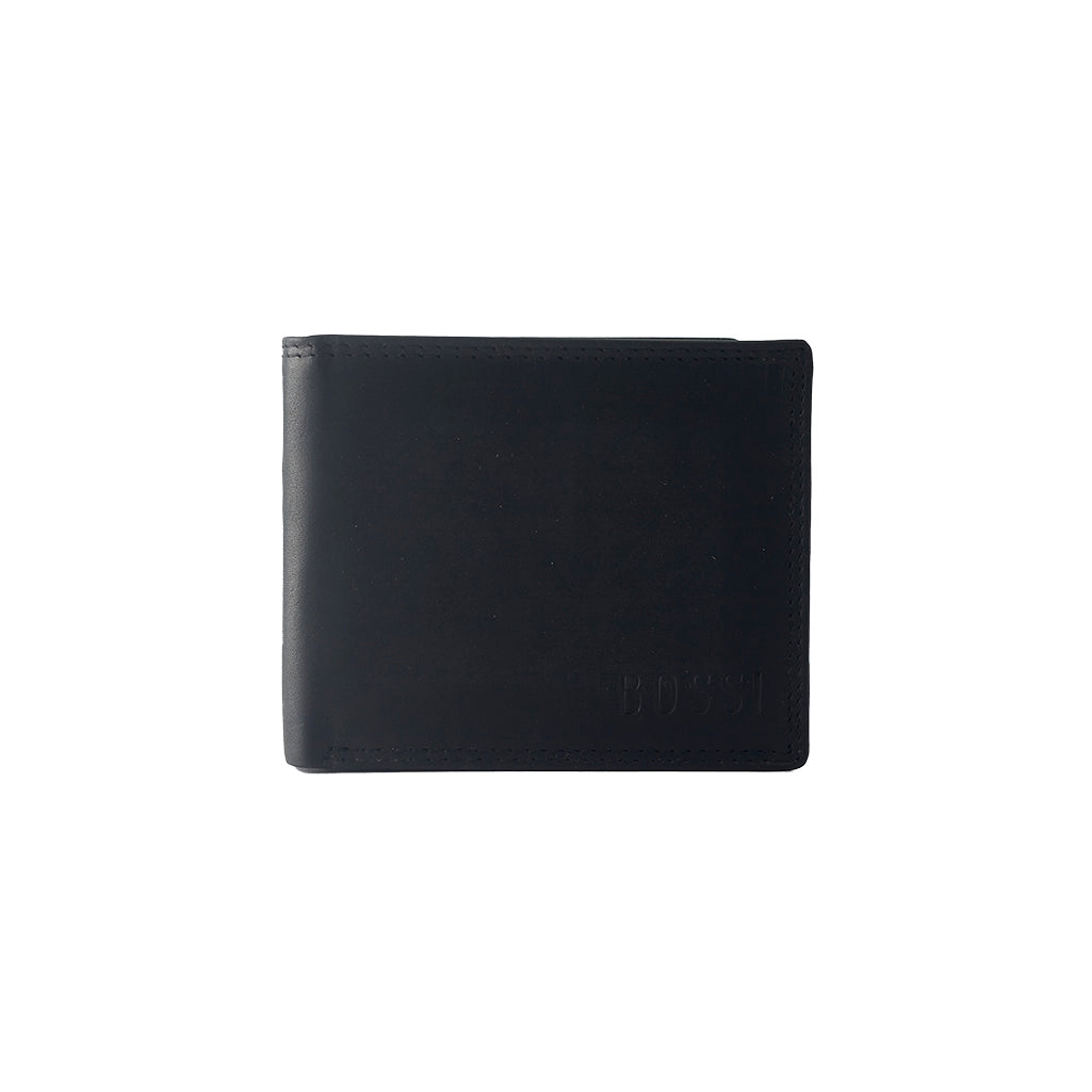 Bossi Small Oil Leather Billfold Wallet In Black