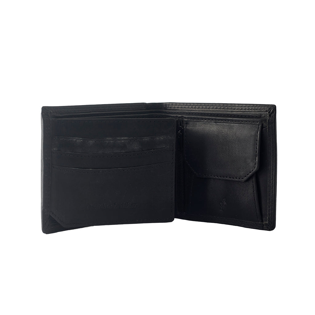 Bossi Small Oil Leather Billfold Wallet In Black