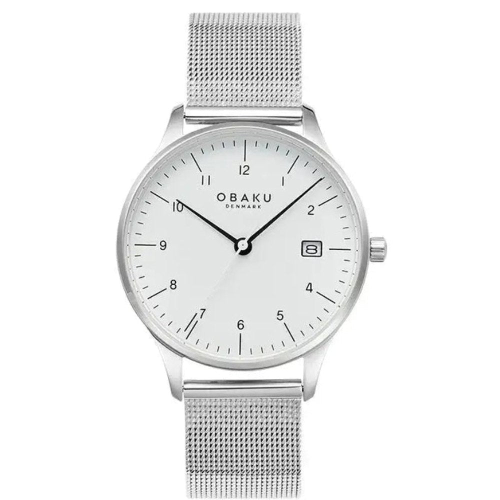Obaku Womens Chia Lille Stainless Steel Mesh Watch In Sliver/White Dial
