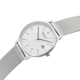 Obaku Mens White Dial Stainless Steel Mesh Watch In Silver