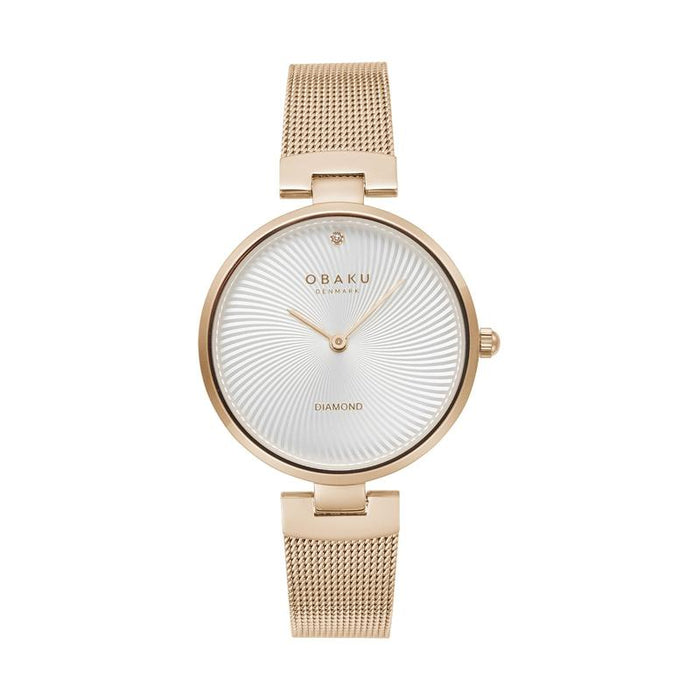 Obaku Ladies Dress Stainless Steel Rose Gold Mesh Strap