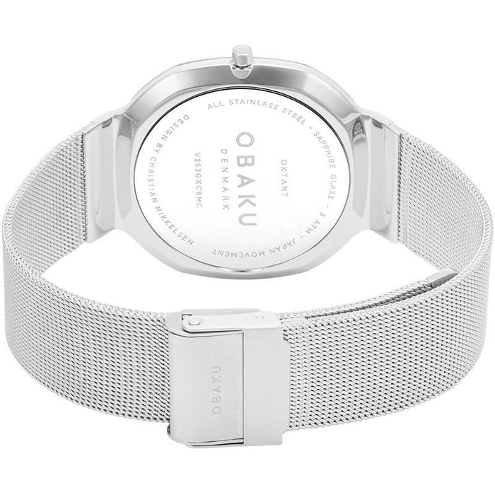 Obaku Oktant Mens Mesh Strap Watch In Silver