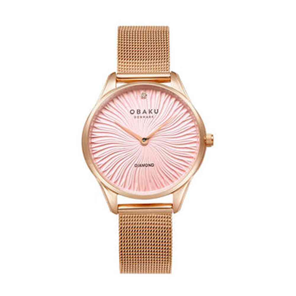 Obaku Womens Smykke Peony Watch In Rose Gold/Pink Dial