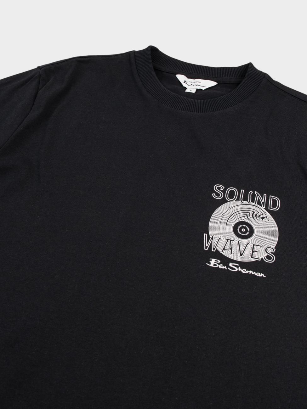 Ben Sherman Mens Oceans Record Premium T-Shirt Black