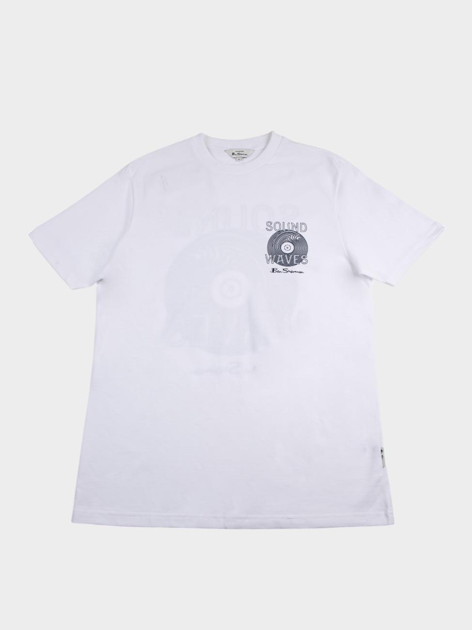Ben Sherman Mens Oceans Record Premium T-Shirt White