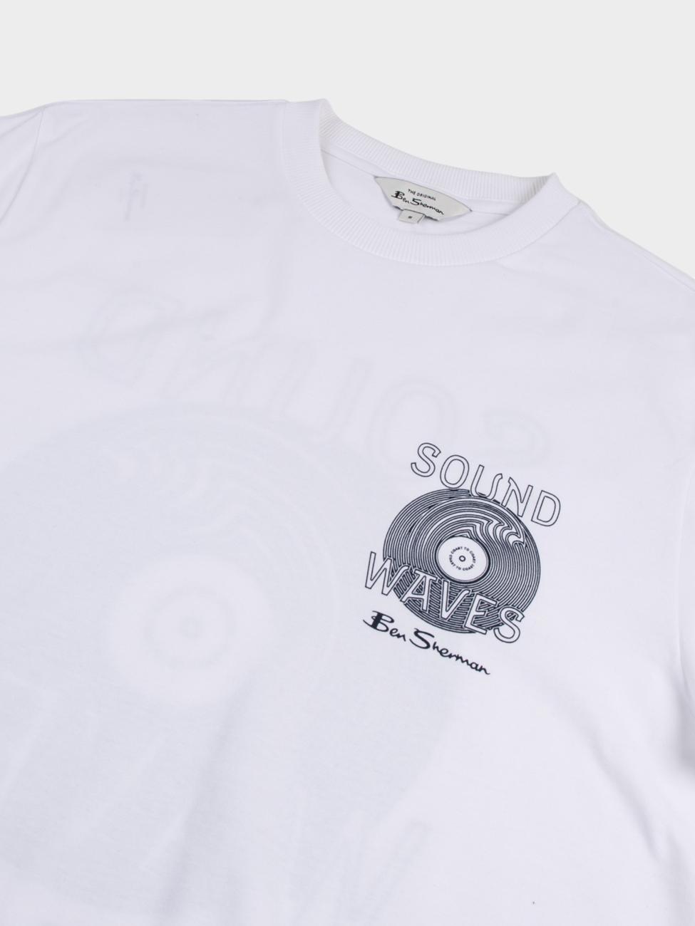 Ben Sherman Mens Oceans Record Premium T-Shirt White